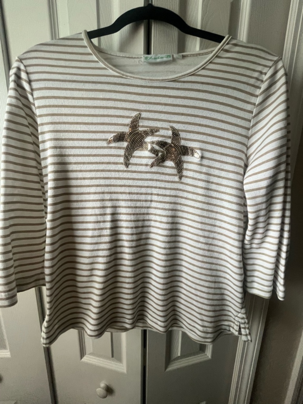 Lulu B sequined starfish striped top size Medium